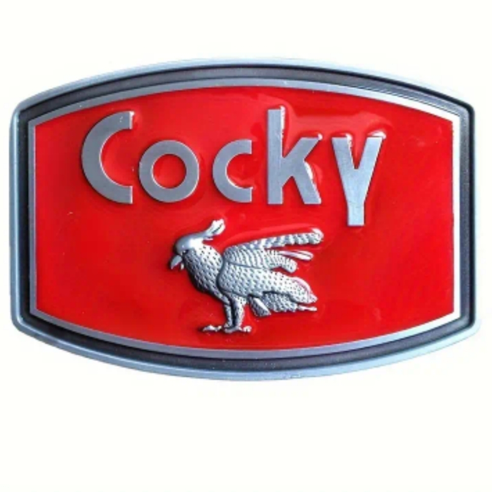 Cocky Red Enamel Western Belt Buckle Silver Tone Rooster Cowboy Rodeo